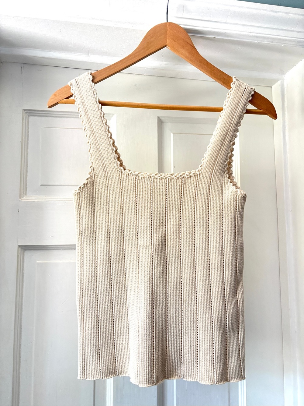 Reiss Dory Stitch Interest Square Neck Tank Vest Top Cream Size S - Picture 3 of 14